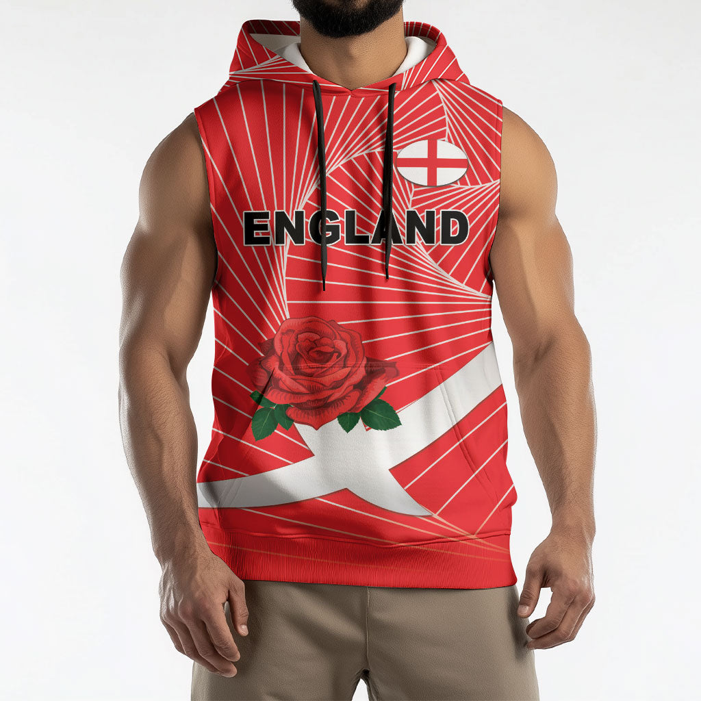 England Rugby Custom Sleeveless Hoodie English Red Rose Champions - Red