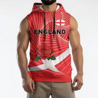 England Rugby Custom Sleeveless Hoodie English Red Rose Champions - Red