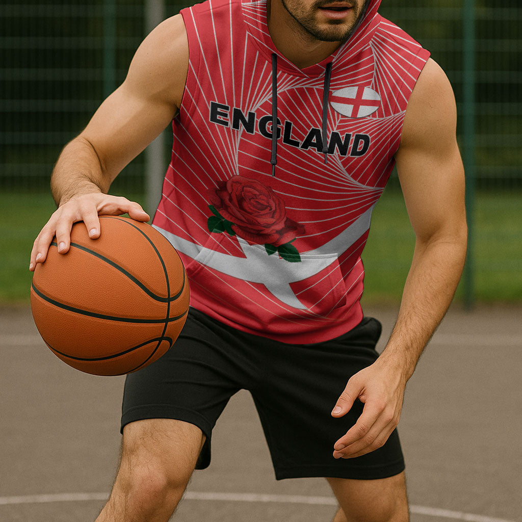England Rugby Custom Sleeveless Hoodie English Red Rose Champions - Red