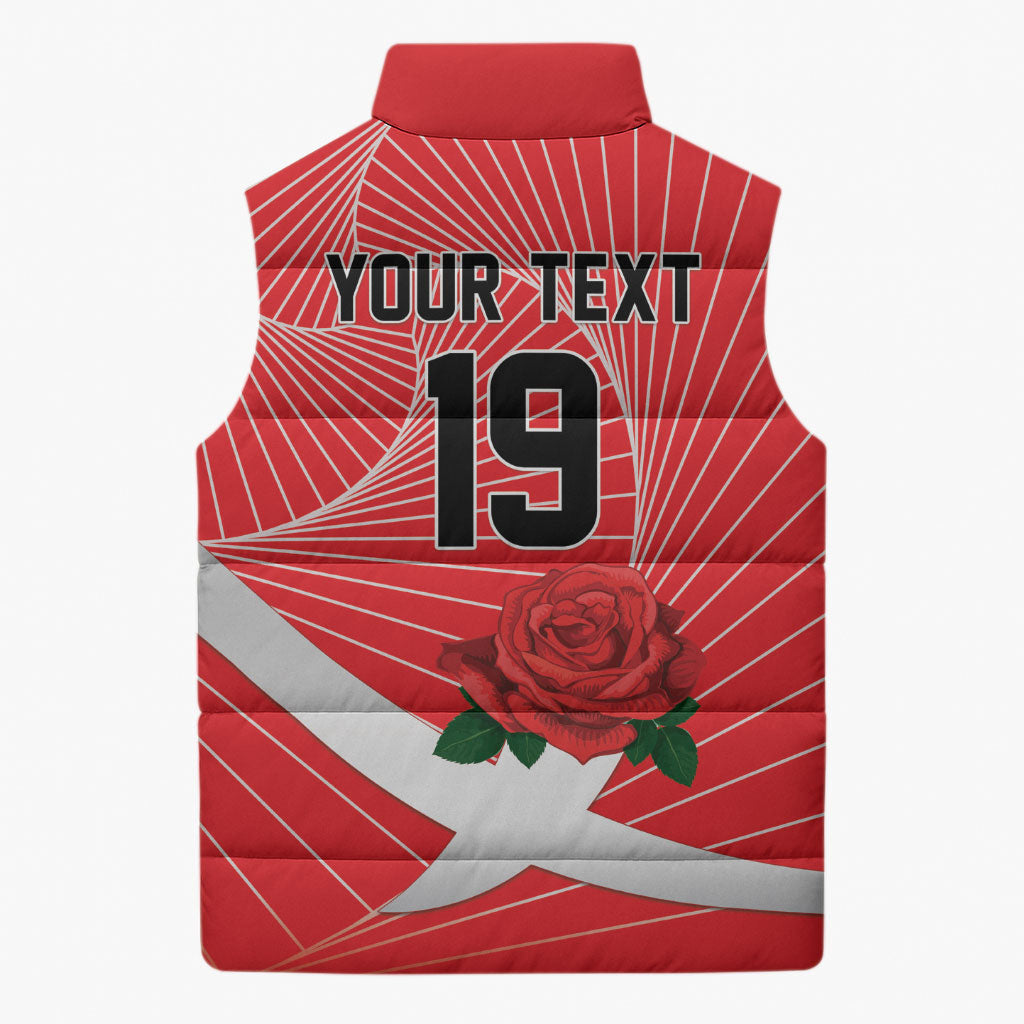 England Rugby Custom Sleeveless Puffer Jacket English Red Rose Champions - Red