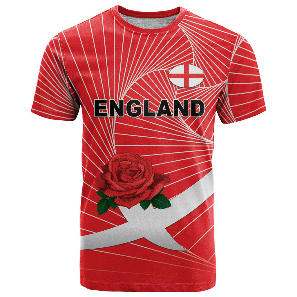 England Rugby Custom T Shirt English Red Rose Champions - Red