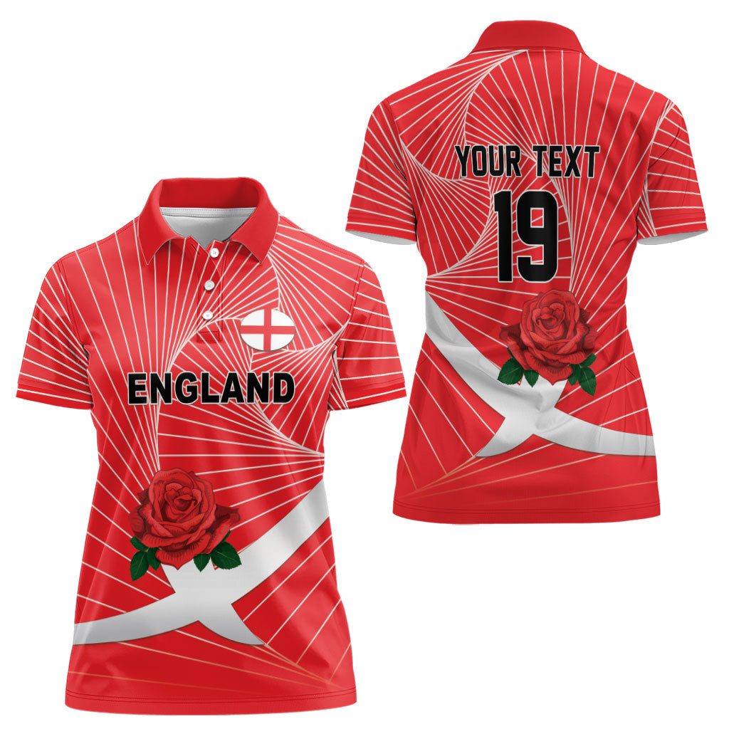 England Rugby Custom Women Polo Shirt English Red Rose Champions - Red