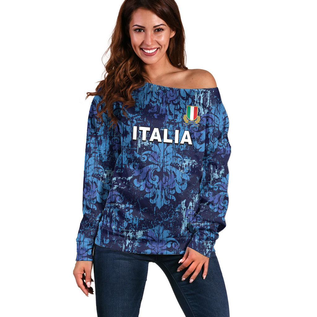 Italy Rugby Custom Off Shoulder Sweater Gli Azzurri Champions