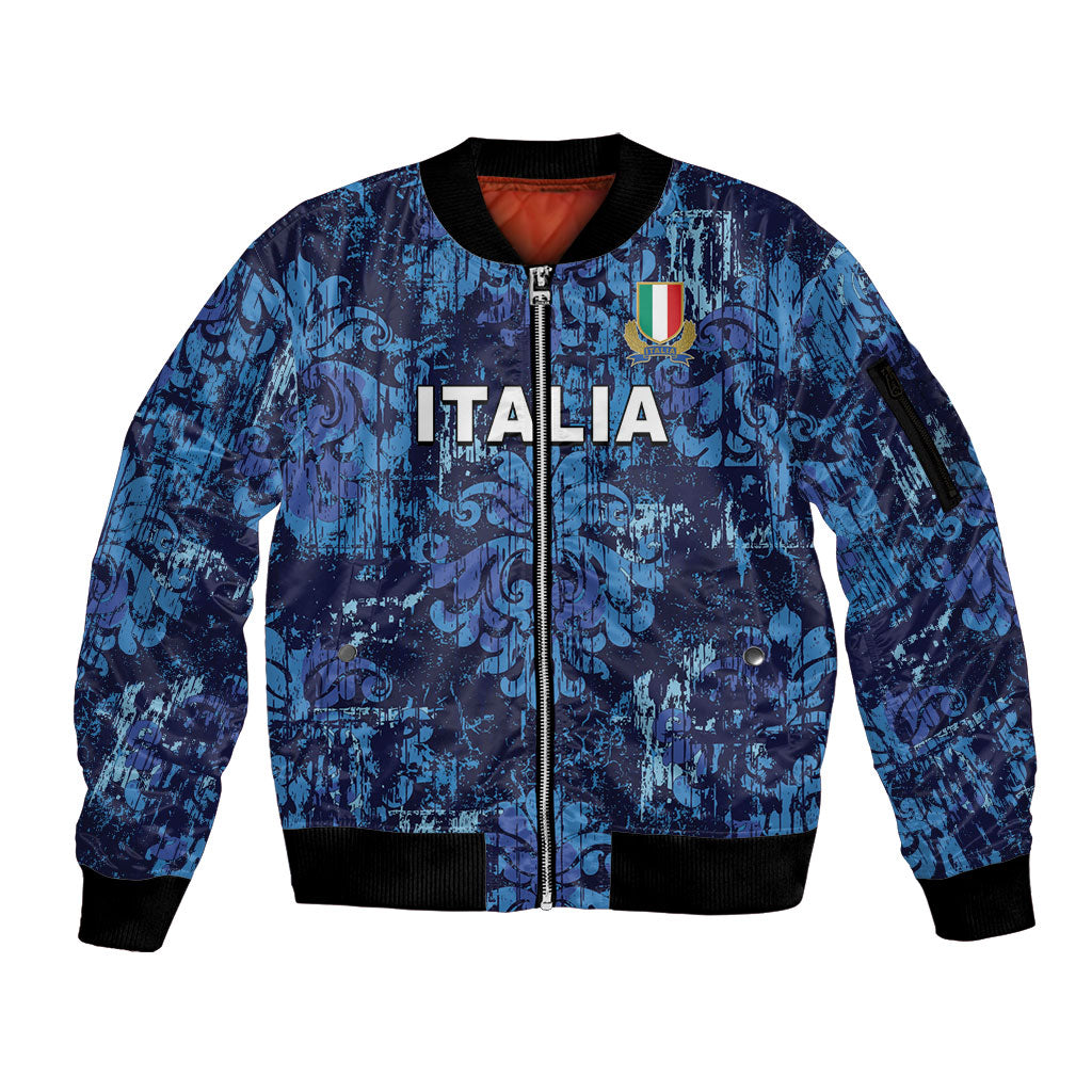 Italy Rugby Custom Sleeve Zip Bomber Jacket Gli Azzurri Champions