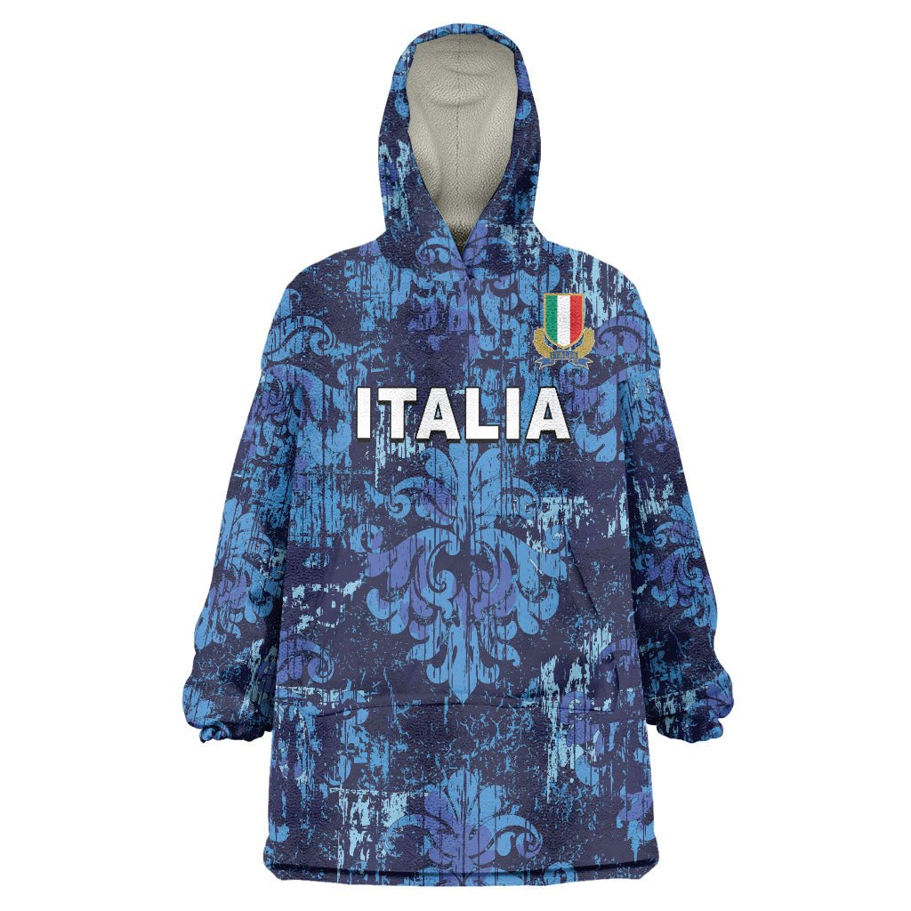 Italy Rugby Custom Wearable Blanket Hoodie Gli Azzurri Champions
