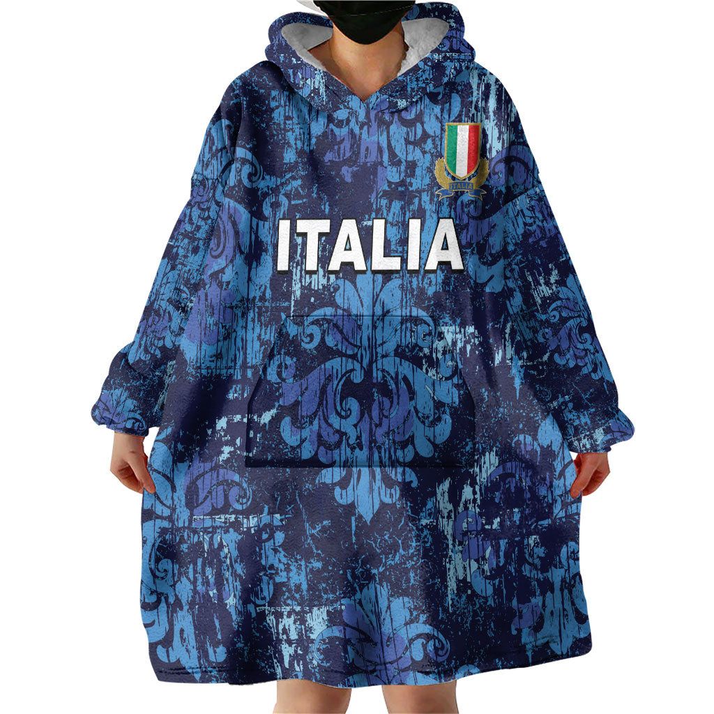 Italy Rugby Custom Wearable Blanket Hoodie Gli Azzurri Champions