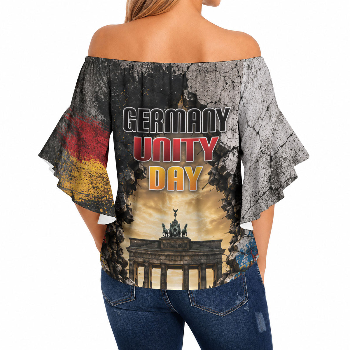 Germany Unity Day Off Shoulder Wrap Waist Top Tag Der Deutschen Einheit Brandenburg Gate