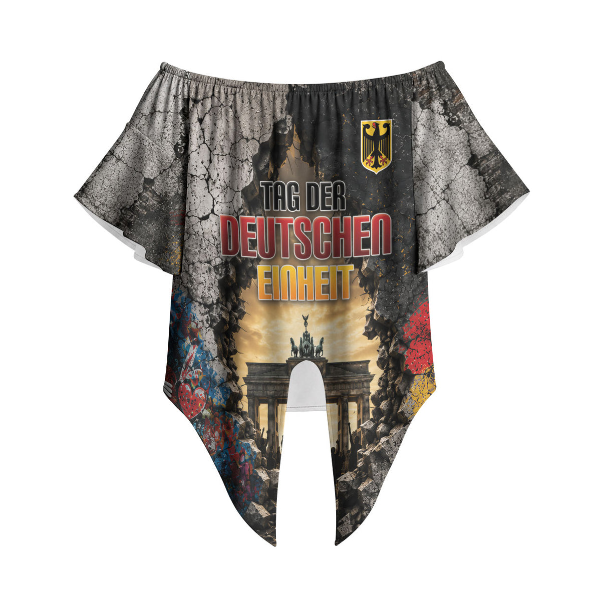 Germany Unity Day Off Shoulder Wrap Waist Top Tag Der Deutschen Einheit Brandenburg Gate