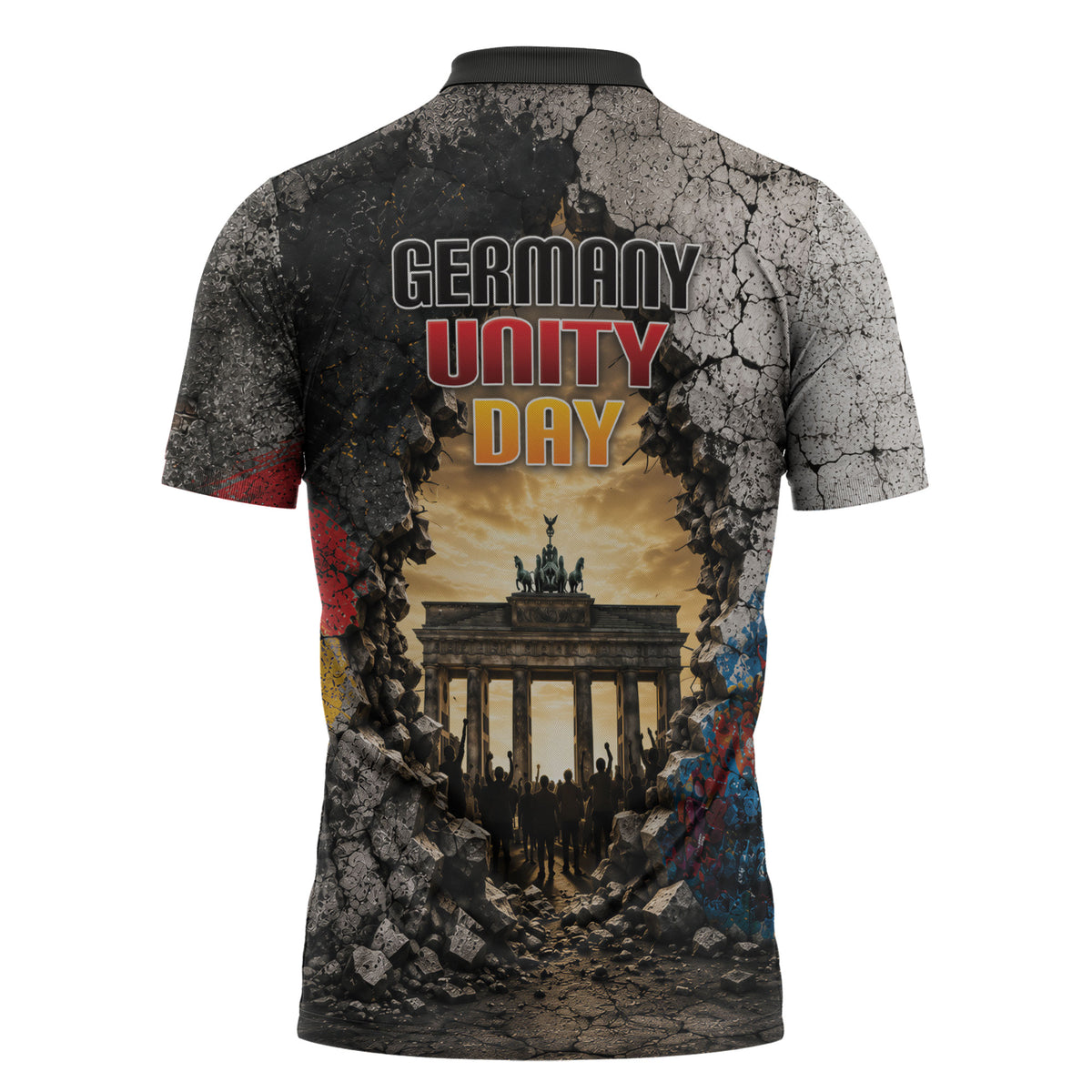 Germany Unity Day Zipper Polo Shirt Tag Der Deutschen Einheit Brandenburg Gate