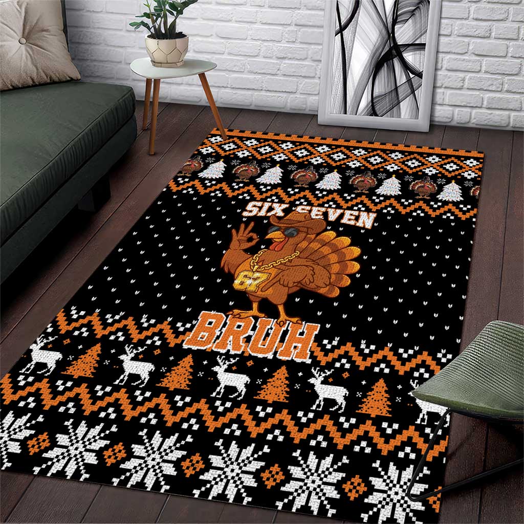 Thanksgiving Turkey Six Seven Bruh Area Rug Meme Gen Alpha Slang - Wonder Print Shop