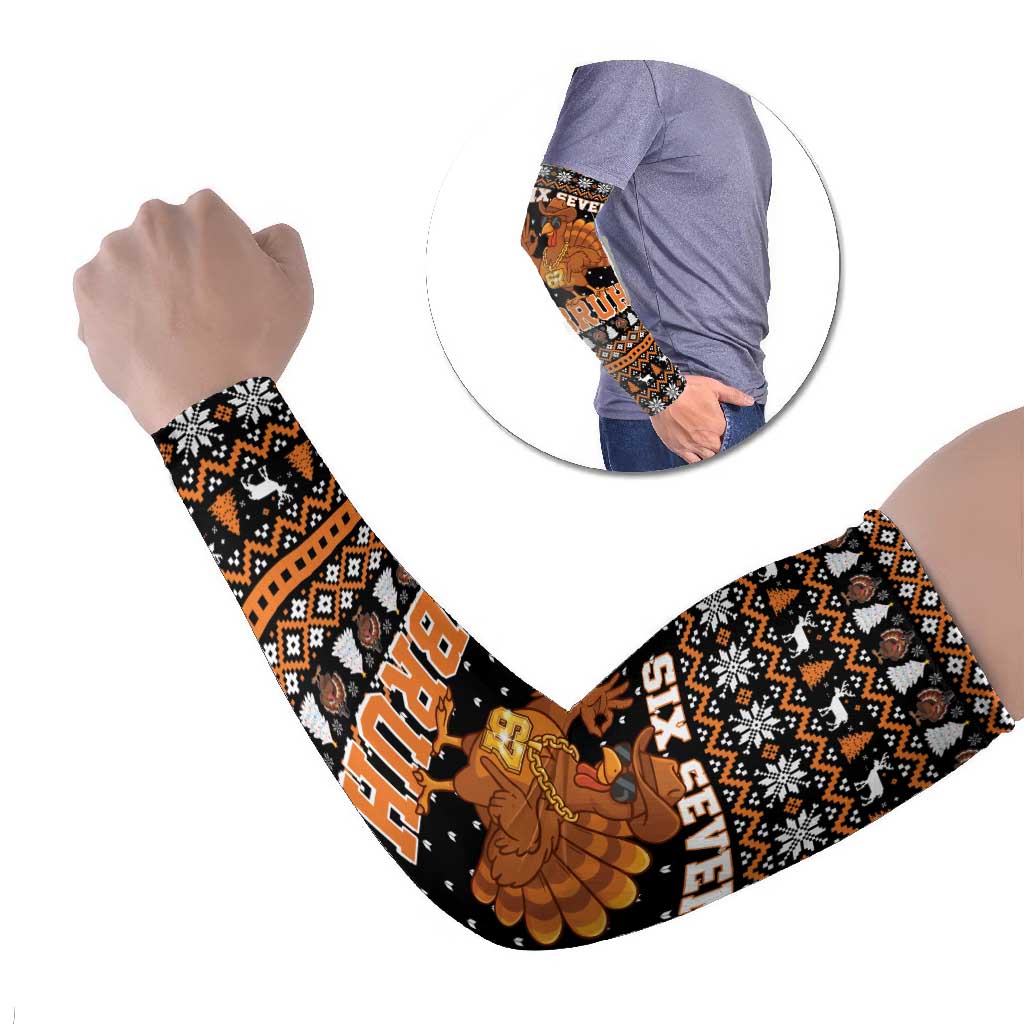 Thanksgiving Turkey Six Seven Bruh Arm Sleeves Meme Gen Alpha Slang - Wonder Print Shop