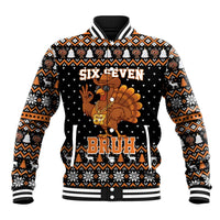 Thanksgiving Turkey Six Seven Bruh Baseball Jacket Meme Gen Alpha Slang - Wonder Print Shop