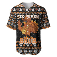 Thanksgiving Turkey Six Seven Bruh Baseball Jersey Meme Gen Alpha Slang - Wonder Print Shop
