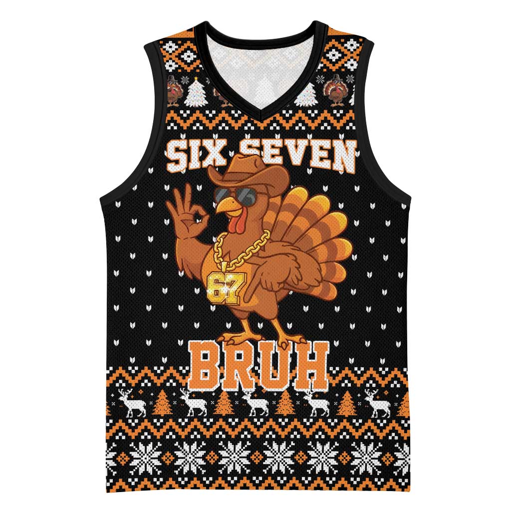 Thanksgiving Turkey Six Seven Bruh Basketball Jersey Meme Gen Alpha Slang - Wonder Print Shop