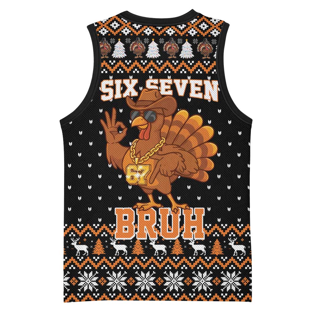 Thanksgiving Turkey Six Seven Bruh Basketball Jersey Meme Gen Alpha Slang - Wonder Print Shop