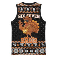 Thanksgiving Turkey Six Seven Bruh Basketball Jersey Meme Gen Alpha Slang - Wonder Print Shop