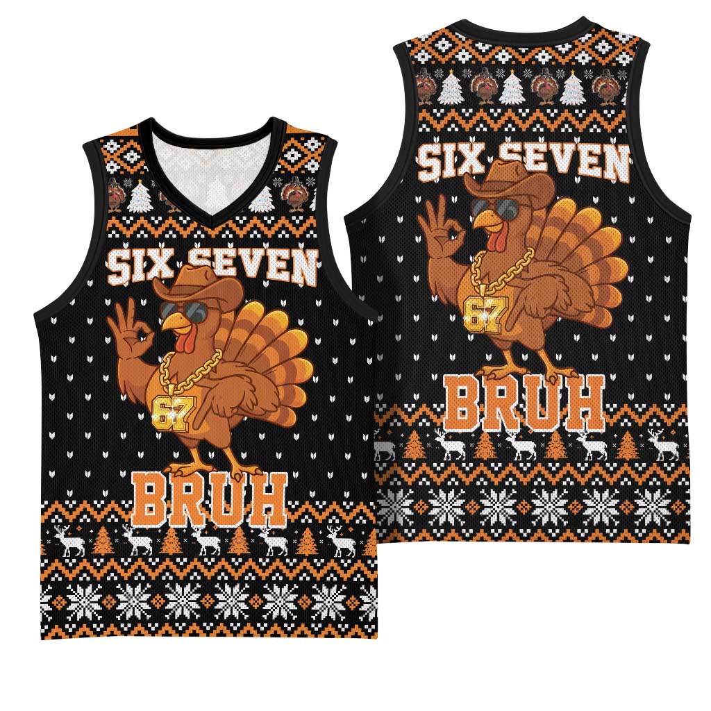 Thanksgiving Turkey Six Seven Bruh Basketball Jersey Meme Gen Alpha Slang - Wonder Print Shop