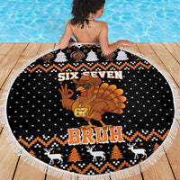 Thanksgiving Turkey Six Seven Bruh Beach Blanket Meme Gen Alpha Slang - Wonder Print Shop