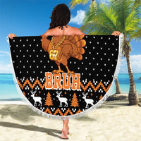 Thanksgiving Turkey Six Seven Bruh Beach Blanket Meme Gen Alpha Slang - Wonder Print Shop