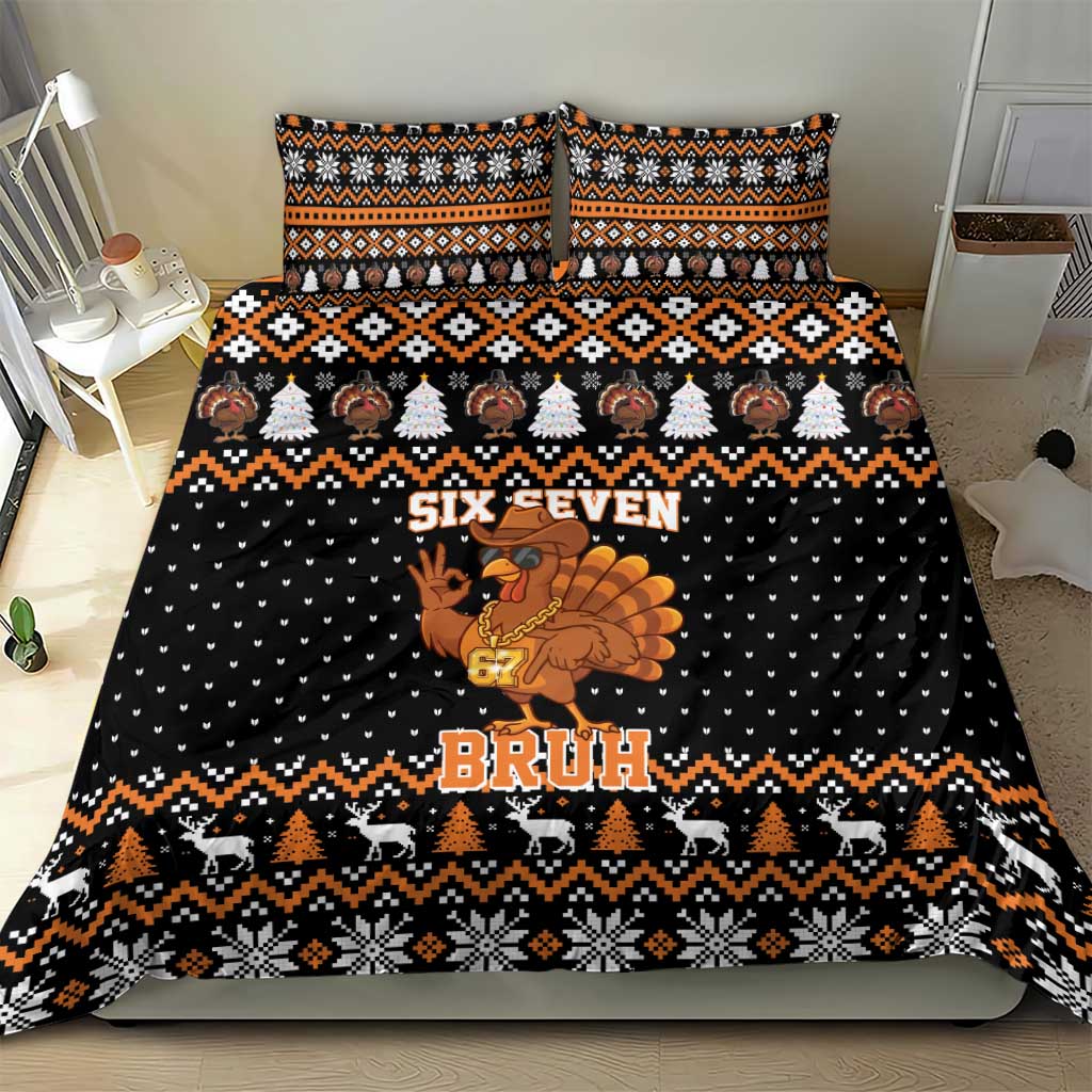 Thanksgiving Turkey Six Seven Bruh Bedding Set Meme Gen Alpha Slang - Wonder Print Shop