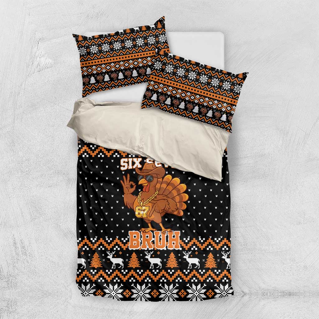 Thanksgiving Turkey Six Seven Bruh Bedding Set Meme Gen Alpha Slang - Wonder Print Shop