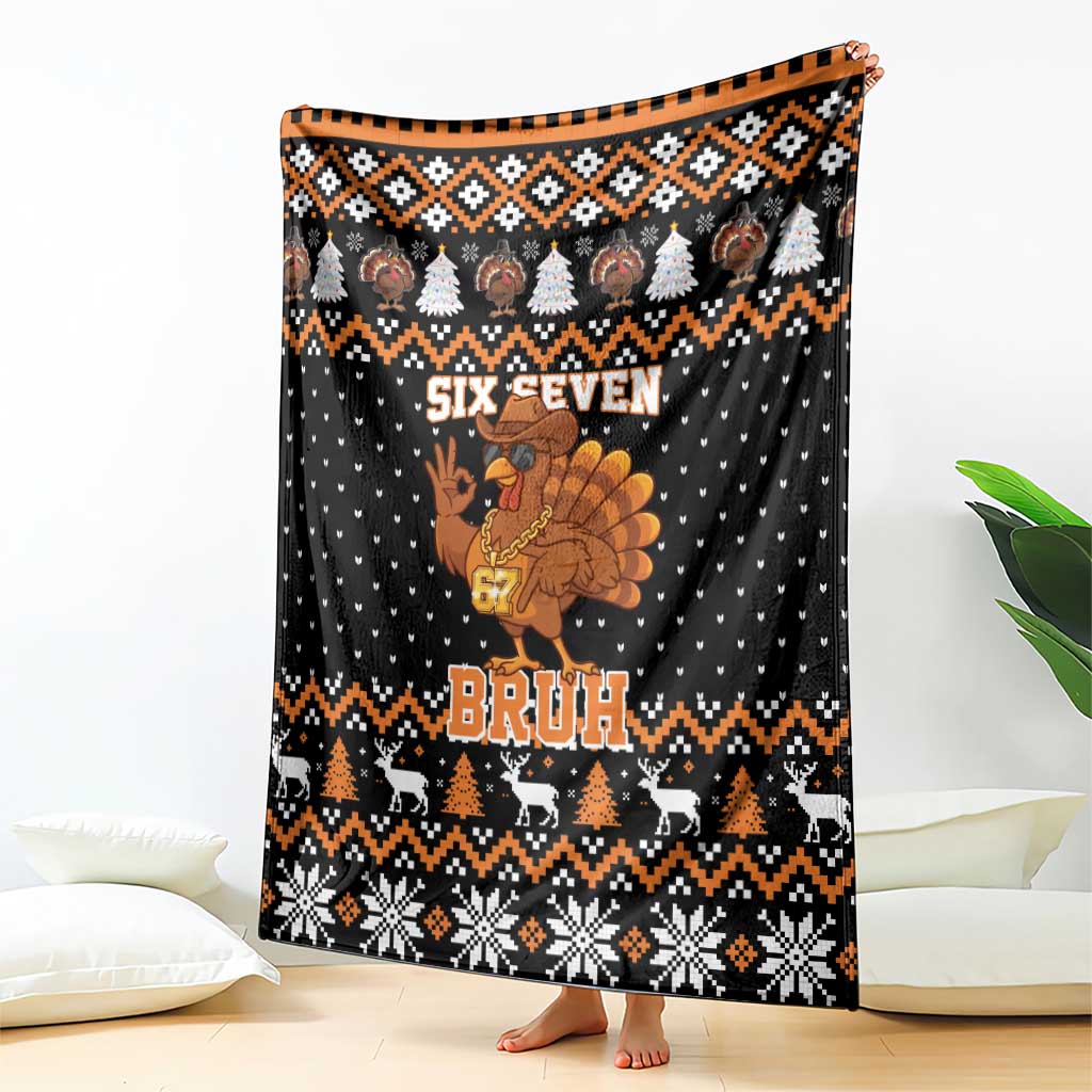 Thanksgiving Turkey Six Seven Bruh Blanket Meme Gen Alpha Slang - Wonder Print Shop