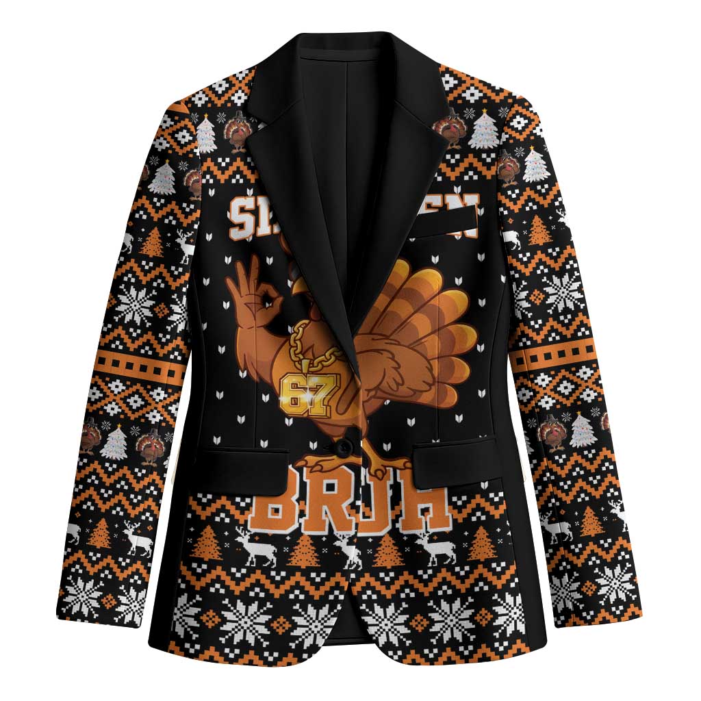 Thanksgiving Turkey Six Seven Bruh Blazer Meme Gen Alpha Slang - Wonder Print Shop