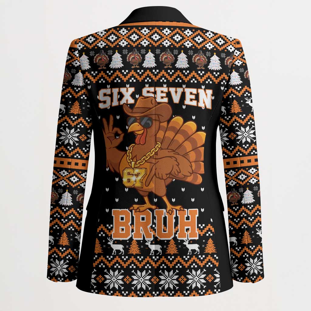 Thanksgiving Turkey Six Seven Bruh Blazer Meme Gen Alpha Slang - Wonder Print Shop