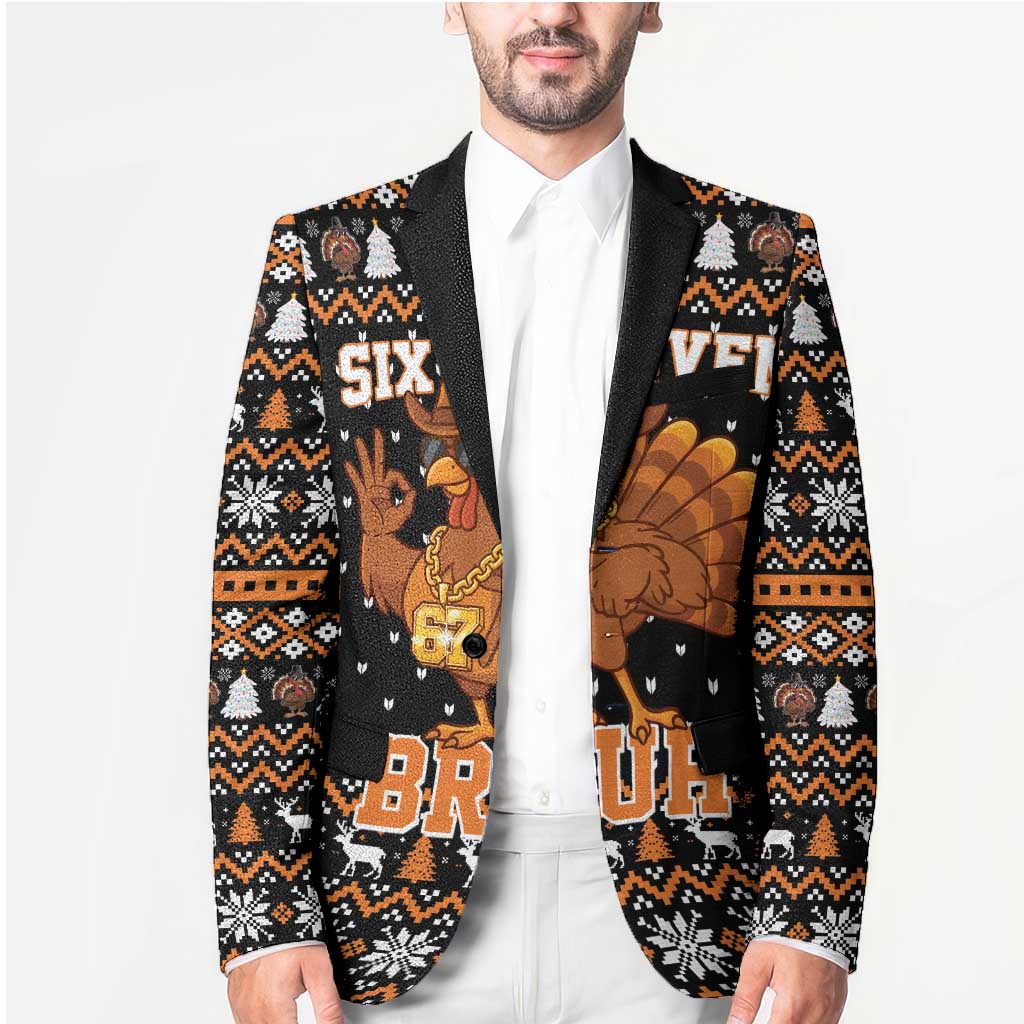 Thanksgiving Turkey Six Seven Bruh Blazer Meme Gen Alpha Slang - Wonder Print Shop