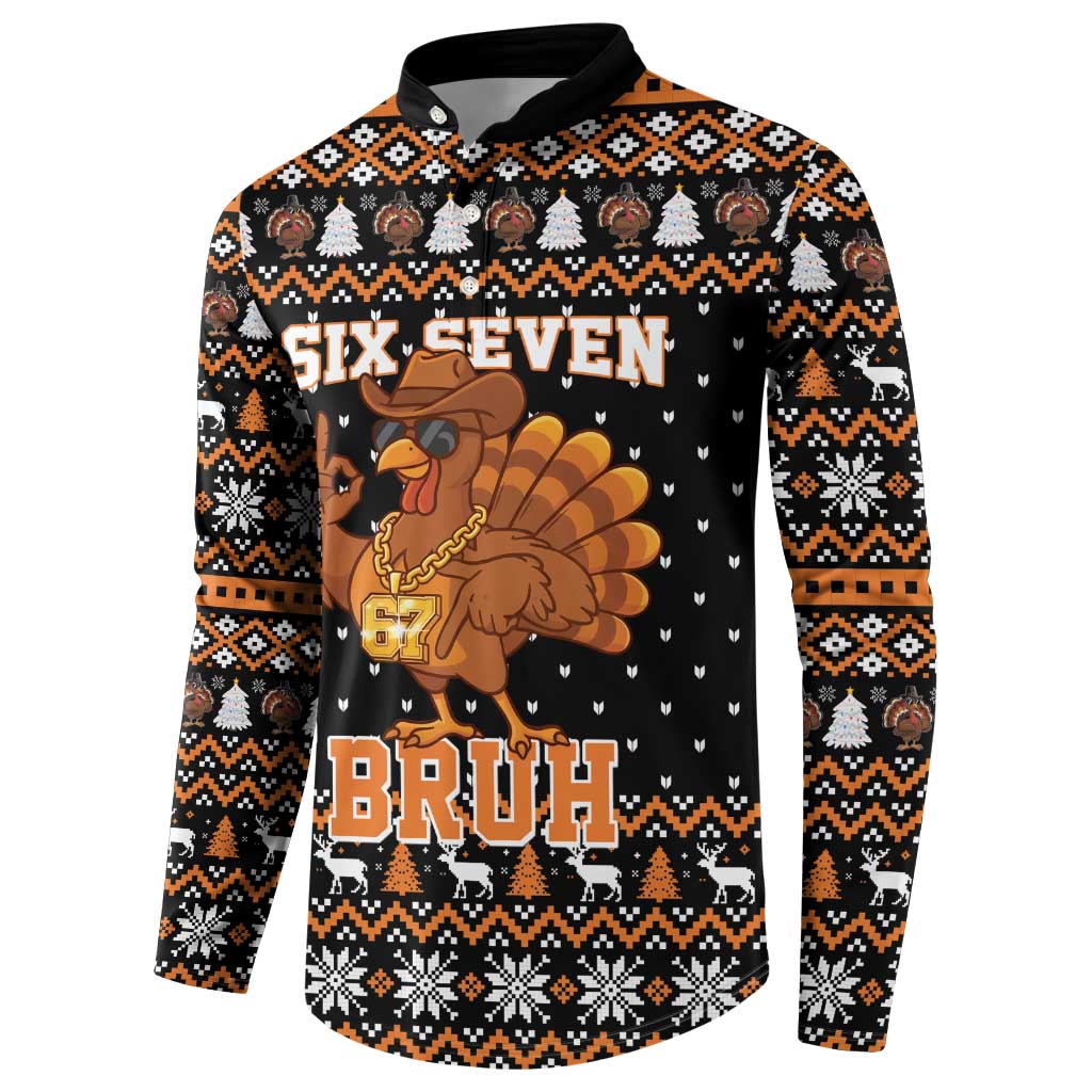 Thanksgiving Turkey Six Seven Bruh Button Sweatshirt Meme Gen Alpha Slang - Wonder Print Shop