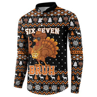 Thanksgiving Turkey Six Seven Bruh Button Sweatshirt Meme Gen Alpha Slang - Wonder Print Shop