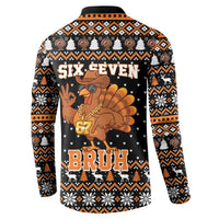Thanksgiving Turkey Six Seven Bruh Button Sweatshirt Meme Gen Alpha Slang - Wonder Print Shop