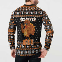 Thanksgiving Turkey Six Seven Bruh Button Sweatshirt Meme Gen Alpha Slang - Wonder Print Shop