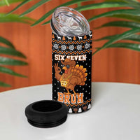 Thanksgiving Turkey Six Seven Bruh 4 in 1 Can Cooler Tumbler Meme Gen Alpha Slang - Wonder Print Shop