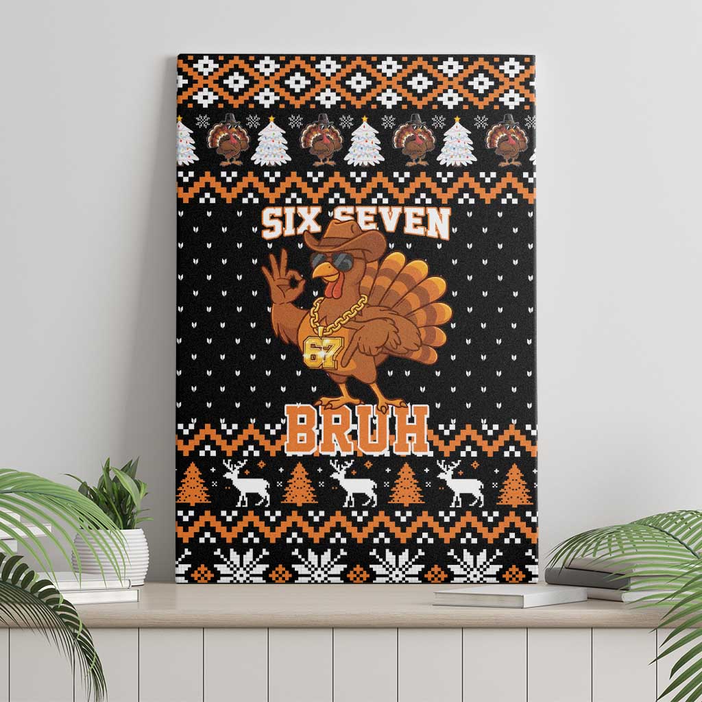 Thanksgiving Turkey Six Seven Bruh Canvas Wall Art Meme Gen Alpha Slang - Wonder Print Shop