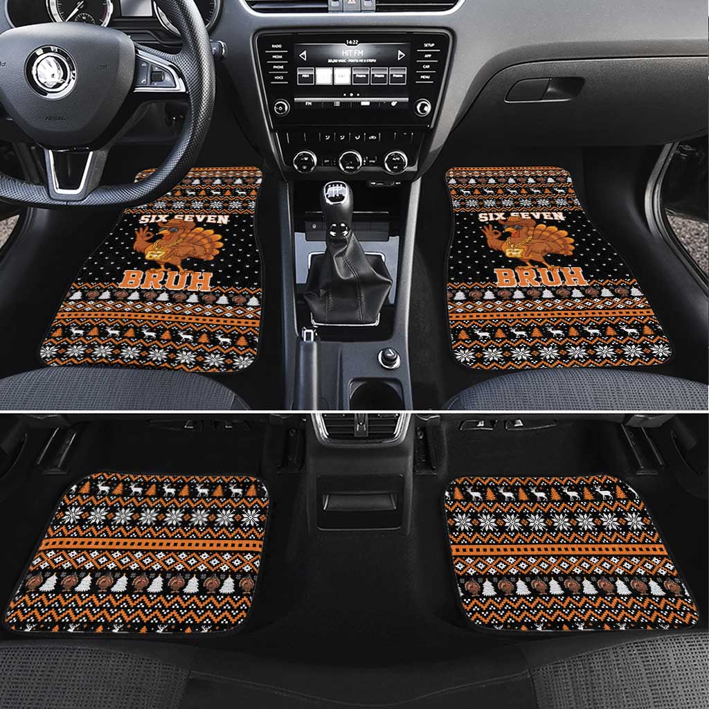 Thanksgiving Turkey Six Seven Bruh Car Mats Meme Gen Alpha Slang - Wonder Print Shop