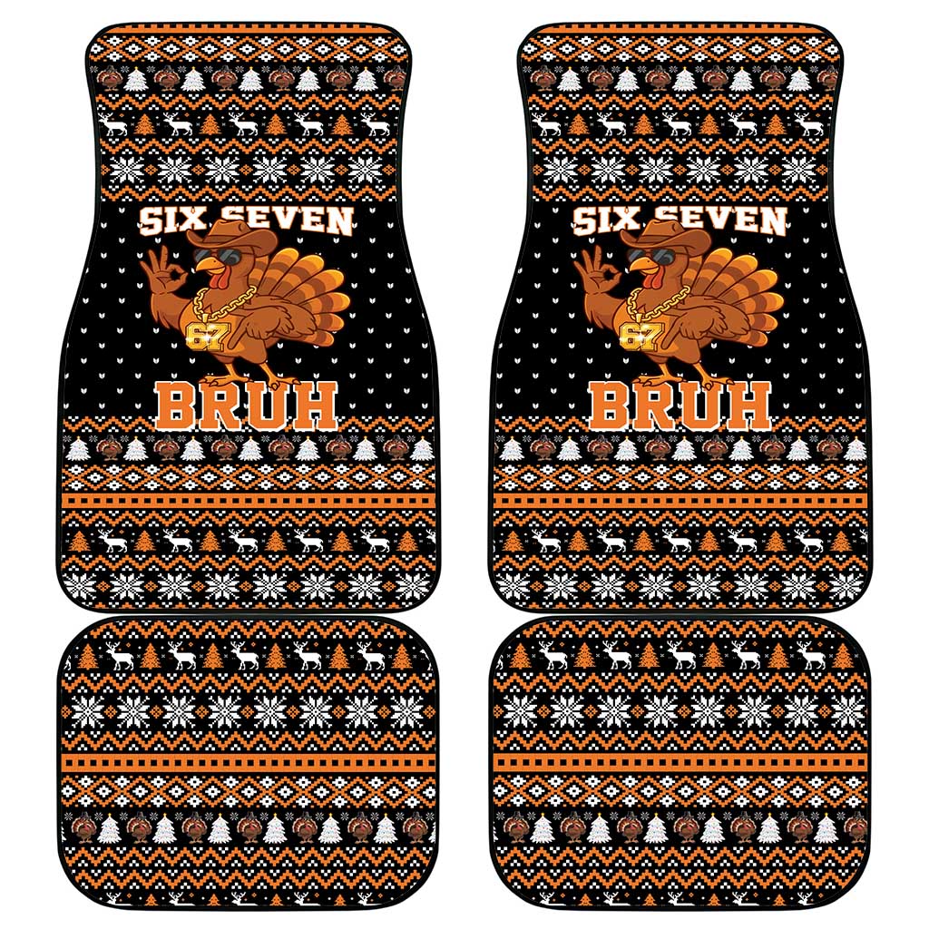 Thanksgiving Turkey Six Seven Bruh Car Mats Meme Gen Alpha Slang - Wonder Print Shop