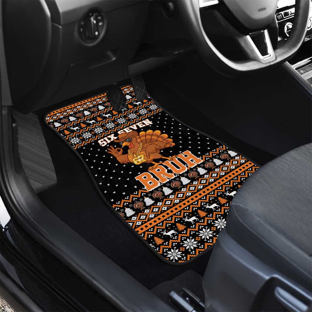 Thanksgiving Turkey Six Seven Bruh Car Mats Meme Gen Alpha Slang - Wonder Print Shop