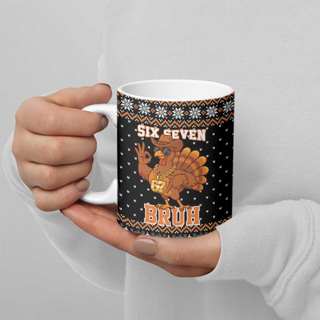 Thanksgiving Turkey Six Seven Bruh Ceramic Mug Meme Gen Alpha Slang - Wonder Print Shop