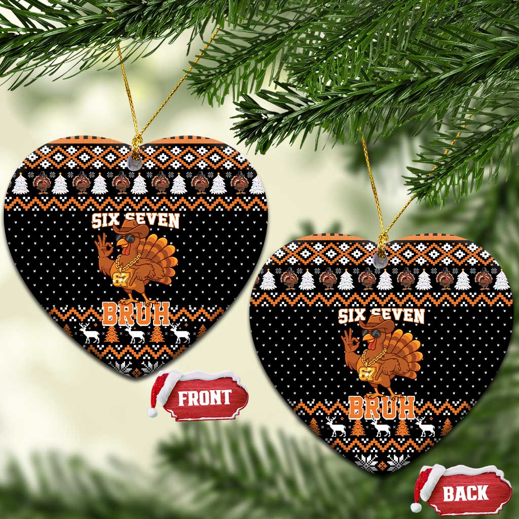 Thanksgiving Turkey Six Seven Bruh Ceramic Ornament Meme Gen Alpha Slang - Wonder Print Shop