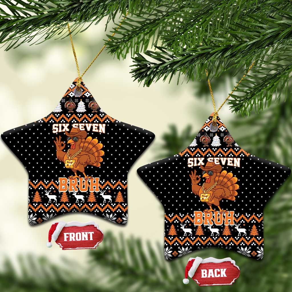 Thanksgiving Turkey Six Seven Bruh Ceramic Ornament Meme Gen Alpha Slang - Wonder Print Shop