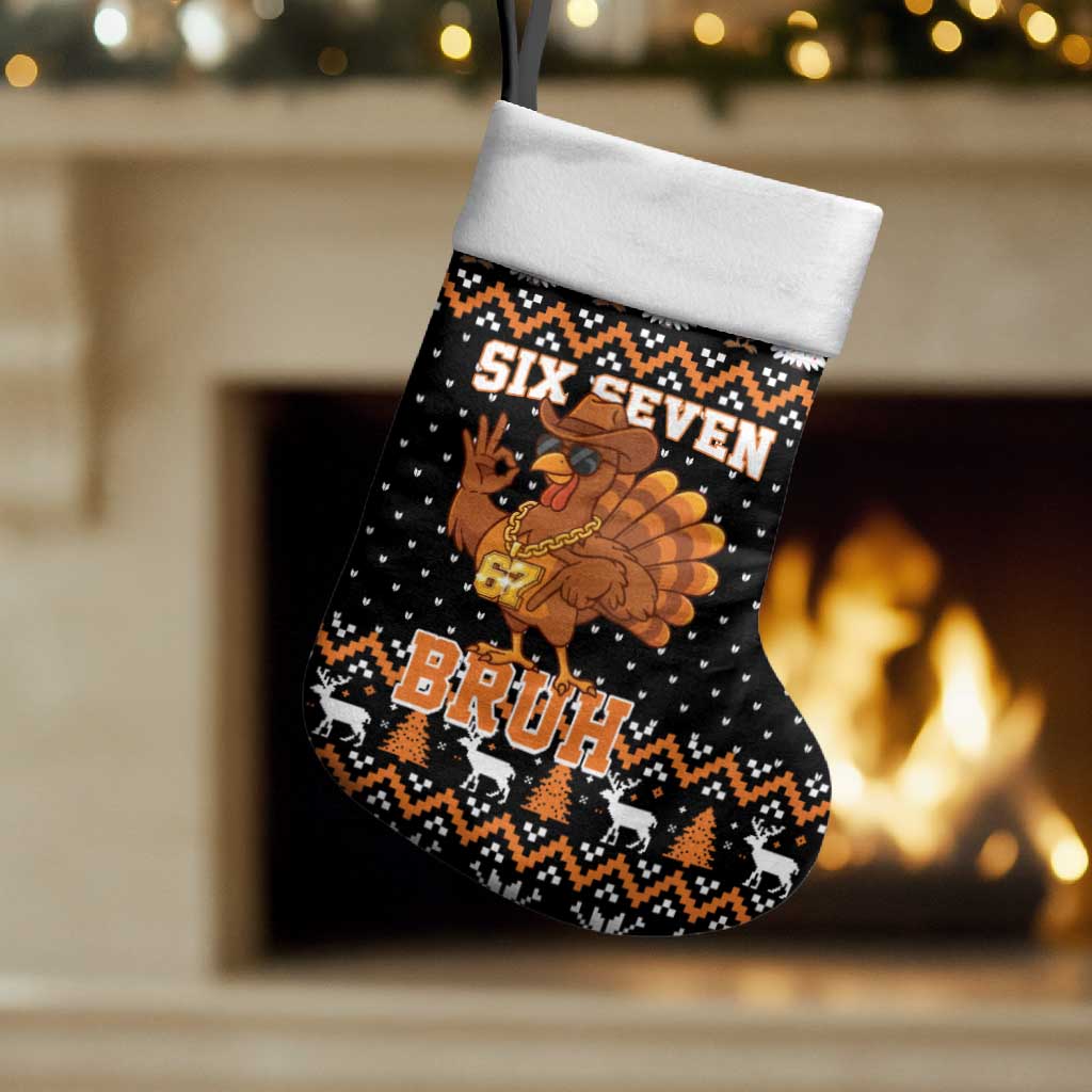 Thanksgiving Turkey Six Seven Bruh Christmas Stocking Meme Gen Alpha Slang - Wonder Print Shop
