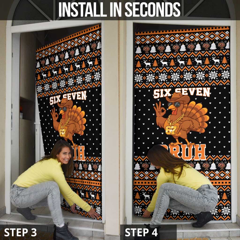 Thanksgiving Turkey Six Seven Bruh Door Cover Meme Gen Alpha Slang - Wonder Print Shop
