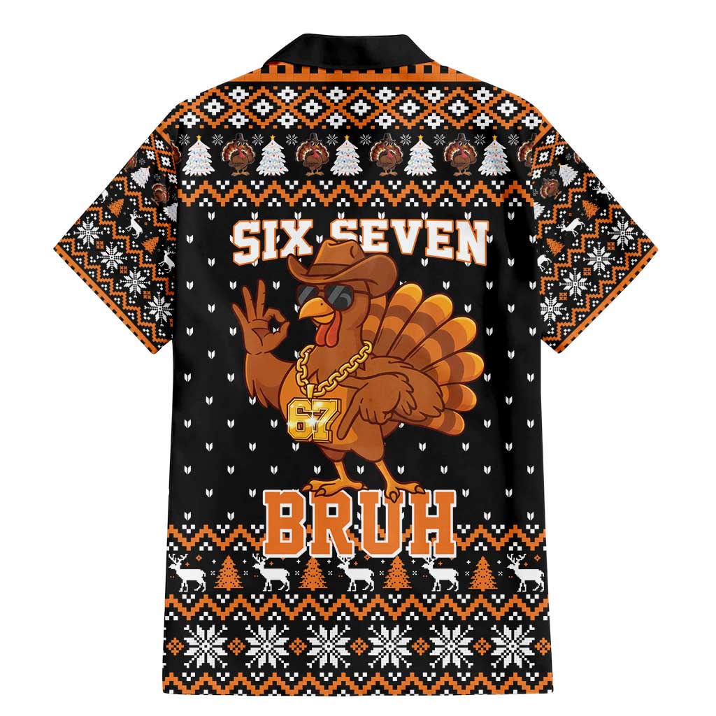 Thanksgiving Turkey Six Seven Bruh Family Matching Mermaid Dress and Hawaiian Shirt Meme Gen Alpha Slang - Wonder Print Shop