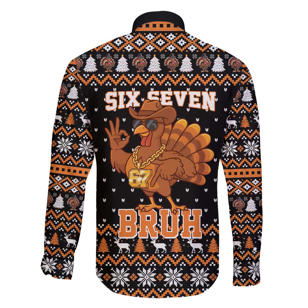 Thanksgiving Turkey Six Seven Bruh Family Matching Mermaid Dress and Hawaiian Shirt Meme Gen Alpha Slang - Wonder Print Shop