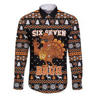 Thanksgiving Turkey Six Seven Bruh Family Matching Off The Shoulder Long Sleeve Dress and Hawaiian Shirt Meme Gen Alpha Slang - Wonder Print Shop