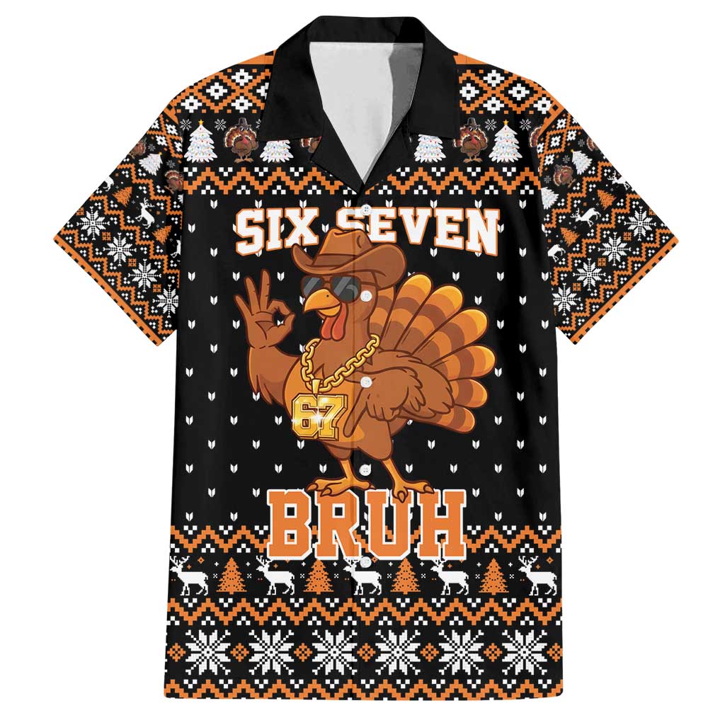 Thanksgiving Turkey Six Seven Bruh Family Matching Summer Maxi Dress and Hawaiian Shirt Meme Gen Alpha Slang - Wonder Print Shop
