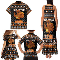 Thanksgiving Turkey Six Seven Bruh Family Matching Tank Maxi Dress and Hawaiian Shirt Meme Gen Alpha Slang - Wonder Print Shop