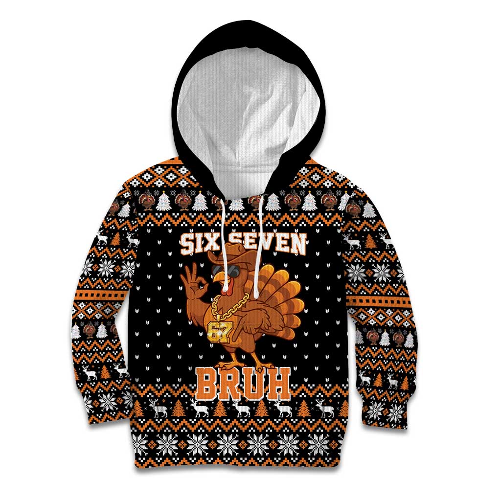 Thanksgiving Turkey Six Seven Bruh Kid Hoodie Meme Gen Alpha Slang - Wonder Print Shop