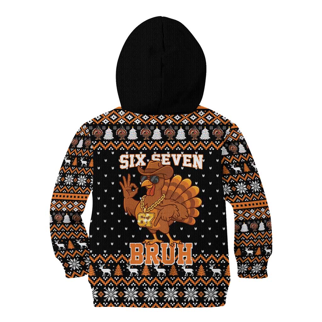 Thanksgiving Turkey Six Seven Bruh Kid Hoodie Meme Gen Alpha Slang - Wonder Print Shop